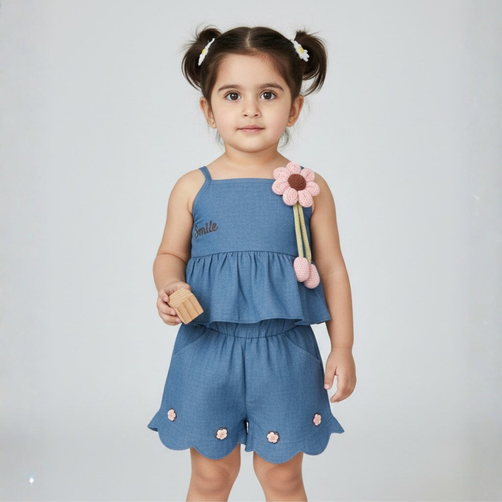 Denim Flower Brooch set